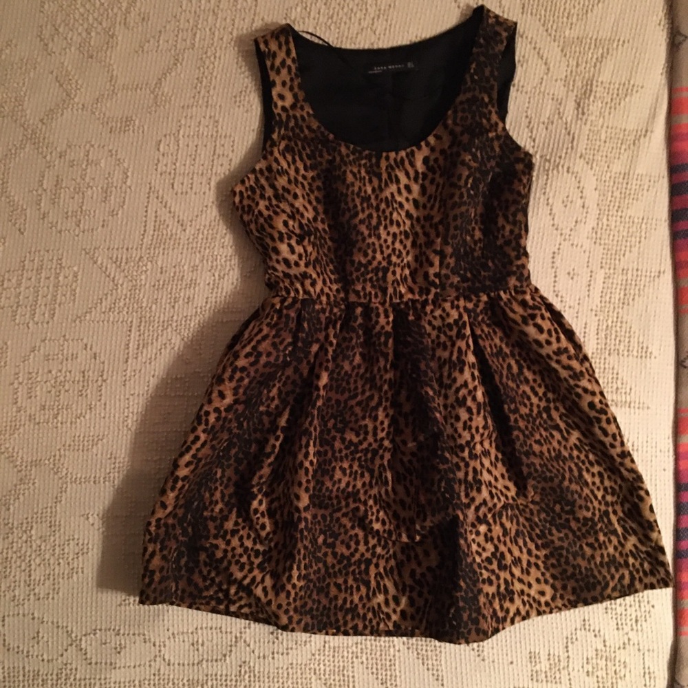 Zara Leopard Animal Print Sleeveless Mini Dress